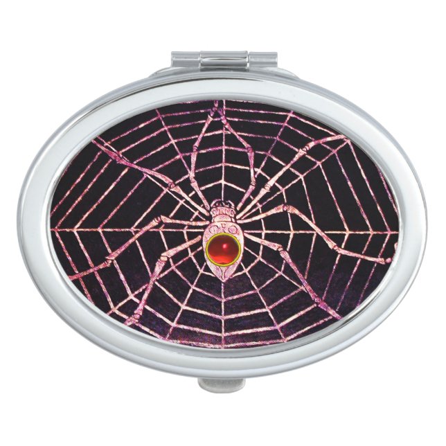 SPIDER AND WEB Red Ruby Black Vanity Mirror (Front)