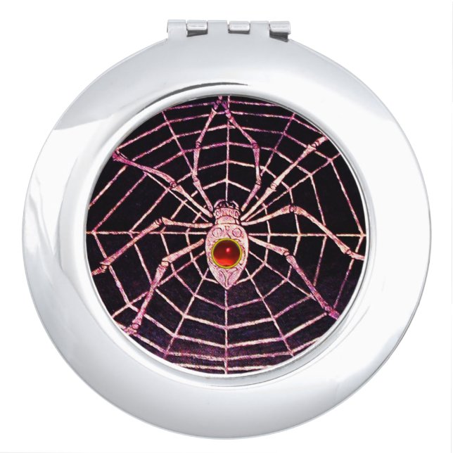 SPIDER AND WEB Red Ruby Black Vanity Mirror (Front)