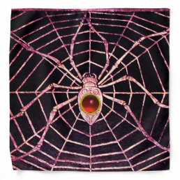 SPIDER AND WEB Red Ruby Gemstone Black Bandana