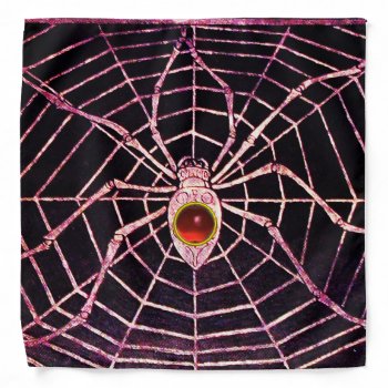 Spider And Web Red Ruby Gemstone Black Bandana by bulgan_lumini at Zazzle