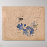 Spider and Web with Blue Flowers | Joseph Crawhall Poster