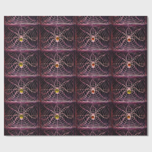 SPIDER AND WEB WITH GEMSTONES Halloween Wrapping Paper