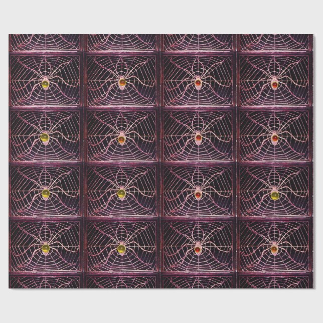 SPIDER AND WEB WITH GEMSTONES Halloween Wrapping Paper (Flat)