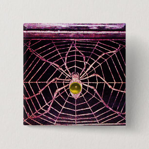 SPIDER AND WEB Yellow Topaz Black Button