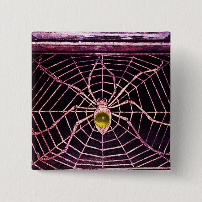 SPIDER AND WEB Yellow Topaz Black Button (Front)