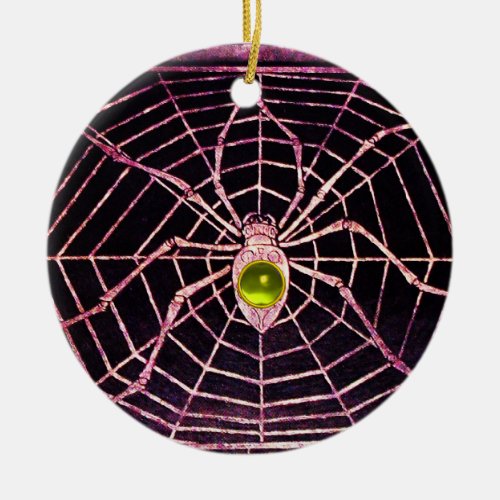 SPIDER AND WEB Yellow Topaz Black Ceramic Ornament