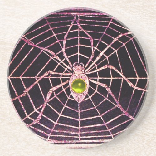 SPIDER AND WEB Yellow Topaz Black Coaster