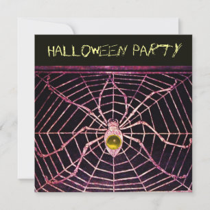 SPIDER AND WEB YELLOW TOPAZ BLACK HALLOWEEN PARTY INVITATION