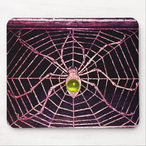 SPIDER AND WEB Yellow Topaz Black Mouse Pad