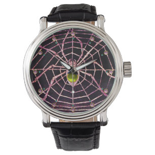 SPIDER AND WEB Yellow Topaz ,Pink Gems ,Black Watch