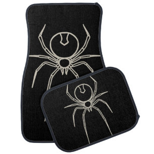 Spider - Bat Black and Bone White Car Floor Mat