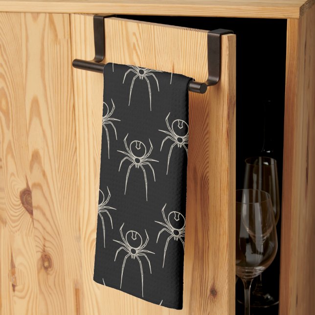 Spider - Bat Black and Bone White Kitchen Towel (Thirds Fold)