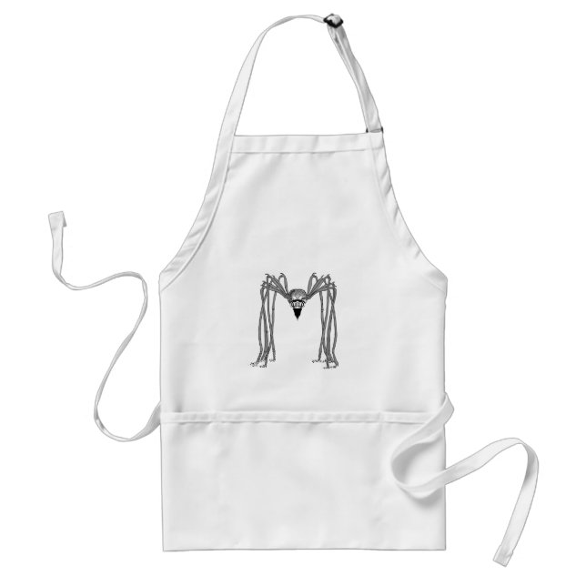spider . black and white adult apron (Front)