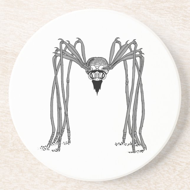 spider . black and white drink coaster (Front)