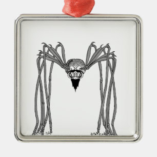 spider . black and white metal ornament