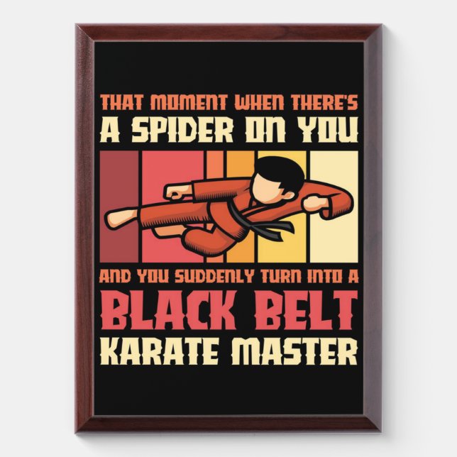 Spider Black Belt Karate Master Award Plaque (Vertical)