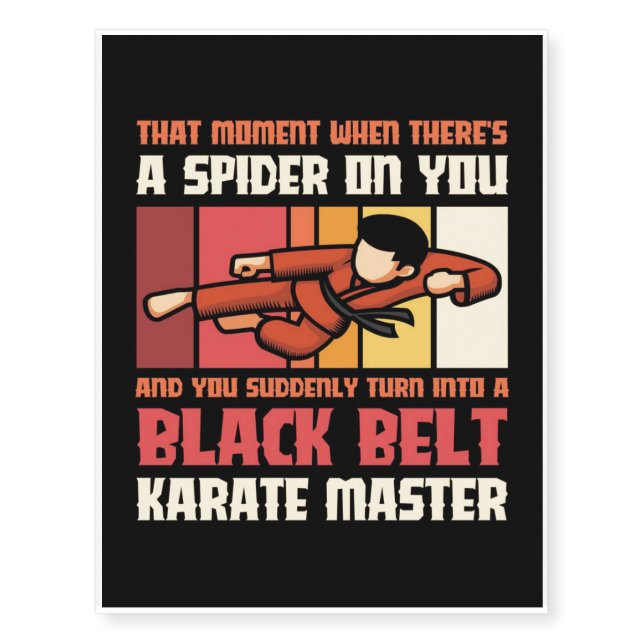 Spider Black Belt Karate Master Temporary Tattoos (Front)