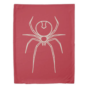 Spider - Blood Red and Bone White Duvet Cover
