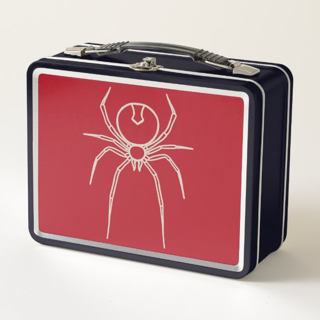  Spider - Blood Red and Bone White Metal Lunch Box (Front)