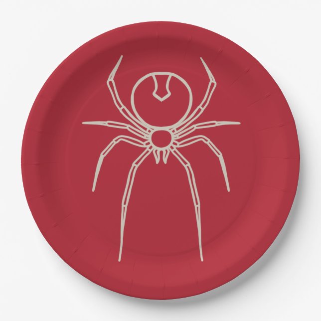  Spider - Blood Red and Bone White Paper Plates (Front)