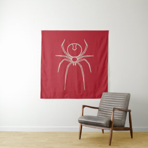 Spider - Blood Red and Bone White Tapestry