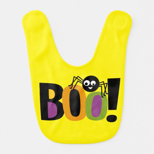 Spider BOO Halloween Baby Bib (Front)