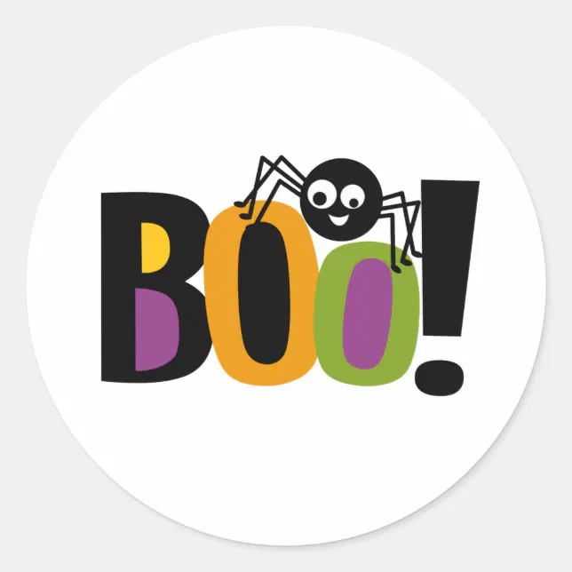 Spider BOO Halloween Classic Round Sticker | Zazzle