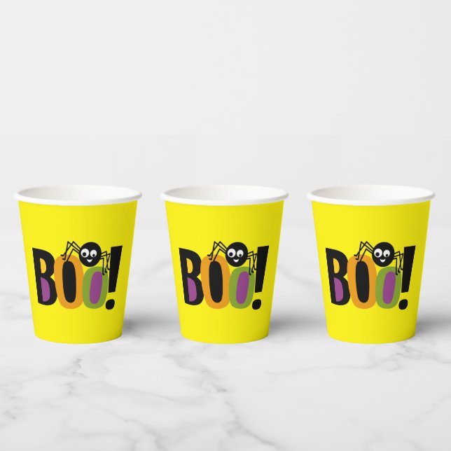 Spider BOO Halloween Paper Cups (Multi)
