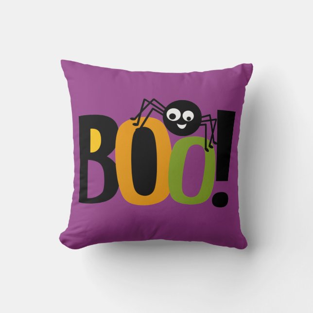 Spider BOO Halloween Throw Pillow (Front)