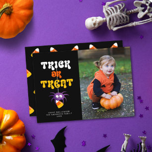 Spider Candy Corn Trick Or Treat Halloween Photo Holiday Card
