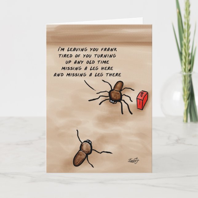 Spider Cartoon- I'm leaving you Frank! Card (Front)