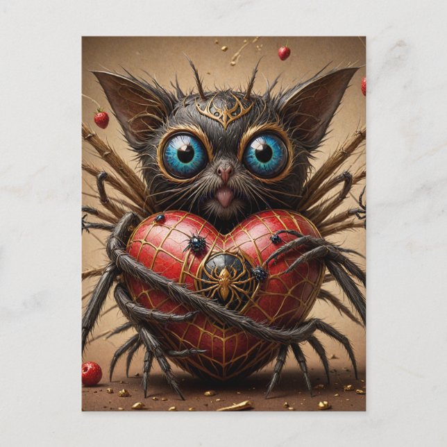 Spider Cat Fantasy Postcard (Front)