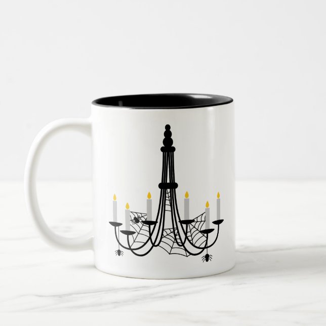 Spider chandelier Halloween gothic Two-Tone Coffee Mug (Left)