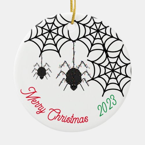 Spider christmas ceramic ornament