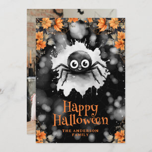 Spider Cobweb Photo Happy Halloween Card