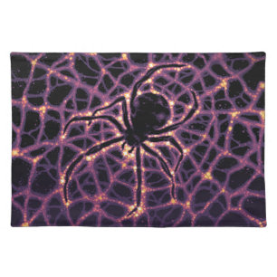 Spider Cosmic Web, Halloween Galaxy of Horrors Cloth Placemat