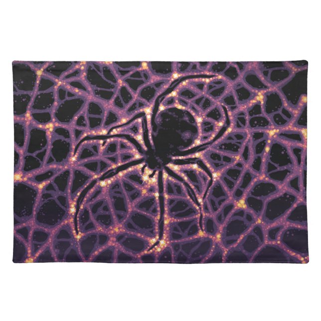 Spider Cosmic Web, Halloween Galaxy of Horrors Cloth Placemat (Front)