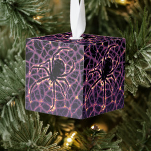 Spider Cosmic Web, Halloween Galaxy of Horrors Cube Ornament