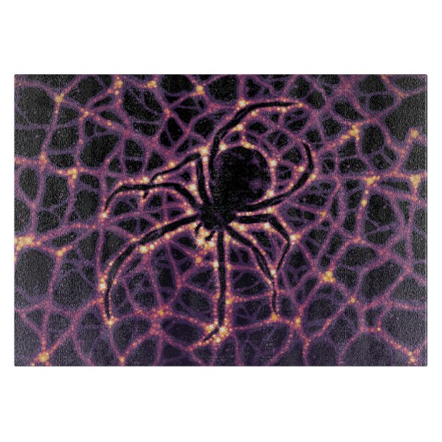 Spider Cosmic Web, Halloween Galaxy of Horrors Cutting Board (Front)