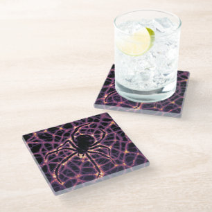 Spider Cosmic Web, Halloween Galaxy of Horrors Glass Coaster