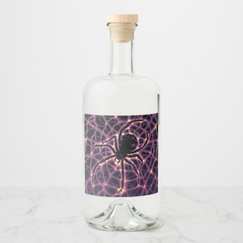 Spider Cosmic Web Halloween Galaxy of Horrors Liquor Bottle Label