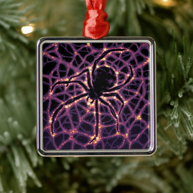 Spider Cosmic Web, Halloween Galaxy of Horrors Metal Ornament (Tree)