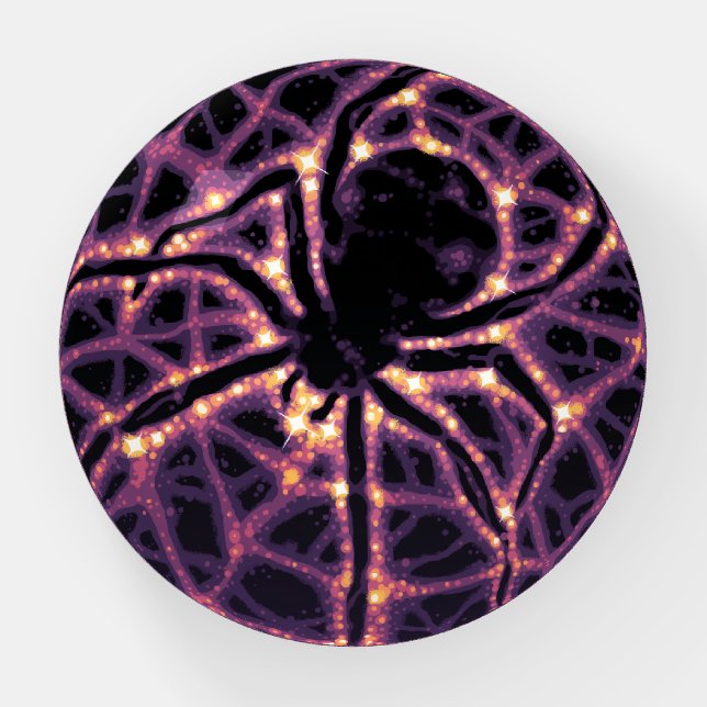 Spider Cosmic Web, Halloween Galaxy of Horrors Paperweight (Front)
