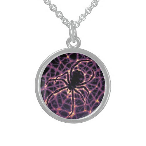 Spider Cosmic Web Halloween Galaxy of Horrors Sterling Silver Necklace