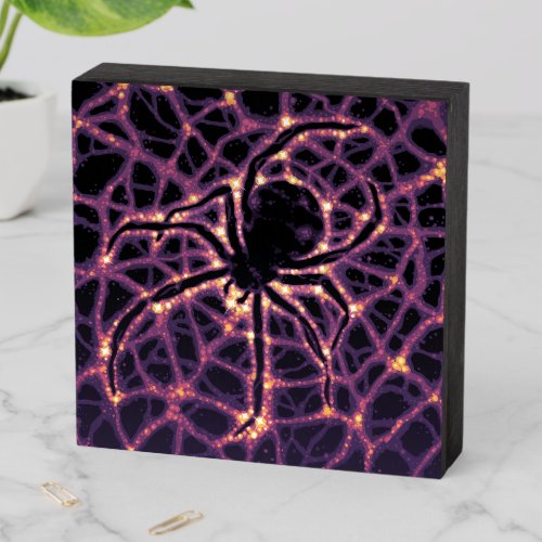 Spider Cosmic Web Halloween Galaxy of Horrors Wooden Box Sign