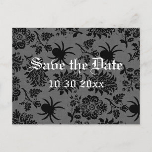 Spider Damask on Gray Linen Save the Date Announcement Postcard