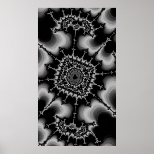 Spider Dance Monochrome Fractal Abstract Poster