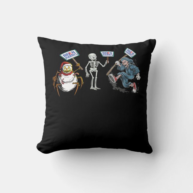 Spider |Dead skull Running Skeleton Snowman Spider Throw Pillow (Front)