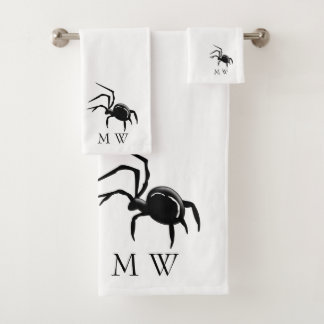 Spider Design Monogrammed Bath Towel Set