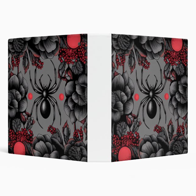 Spider Floral design Gothic style  3 Ring Binder (Background)